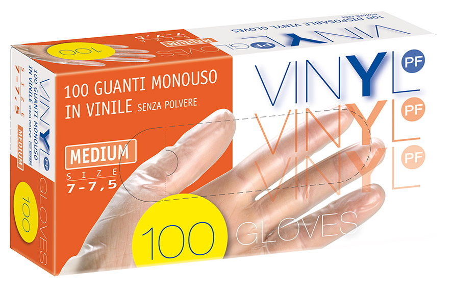 gloves vinyl  powder free medium x100